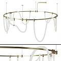 Minimalist Modern Chandelier With Brass Circular Frame And White Curved Tubes