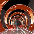Futuristic Activity Passage With Red Circular Rings 2024 Text And Reflective Floor Lighting