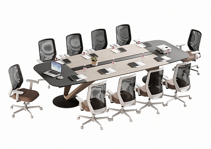 Modern Meeting Table and Chair Office Desk and Chair 3d model