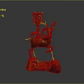 Ornate Bronze Sculpture With Riding Deer Figure On Stone Base And Gold Black Hues