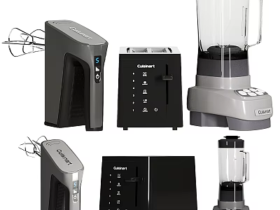 Cuisinart Modern Kitchen Appliances Blender Toaster Mixer Essential For Home Cooking 3d model