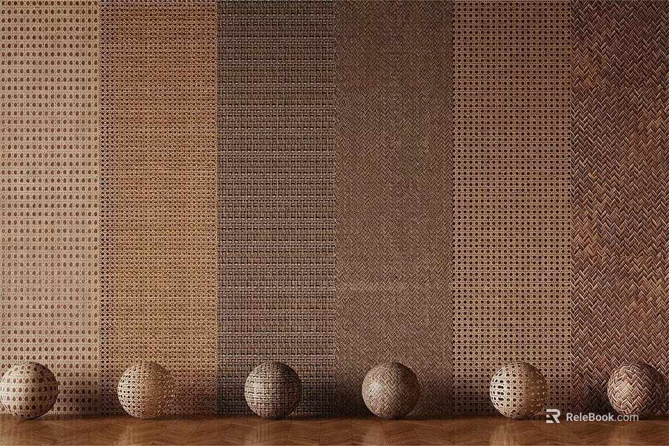 Modern Interior Wall Panels With Various Textures And Decorative Spheres 3d model 