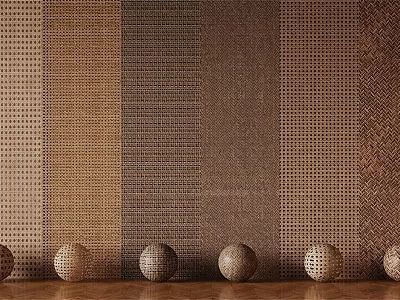 Modern Interior Wall Panels With Various Textures And Decorative Spheres 3d model