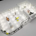 Elegant Modern Clothing Store Interior With White Walls Gold Accents And Marble Flooring