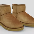 Brown Short Suede Boots With Fleece Lined Cuff And Light Rubber Sole For Winter