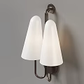 Modern Double Wall Mounted Sconce With White Cone Shaped Shades And Metal Bracket