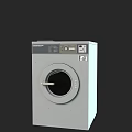 Front Loading Gray Washing Machine With Modern Control Panel And Sleek Design