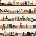 Creative Decorative Ornament Combinations With Various Shapes Colors And Home Shelf Display Pieces