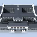 Modern Symmetrical Building With White Exterior Black Roof Clean Lines And Large Windows