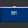 Blue Insulated Cooler Box With White Lid Handle And Label For Daily Necessities
