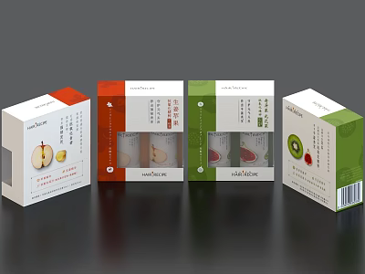 Colorful Daily Necessities Packaging Boxes With Fruit Patterns And Transparent Windows 3d model