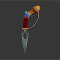 Fantasy Dagger Weapon With Orange Guard Red Wrapping Blue Blade And Decorative Accents