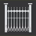 Ornate White Iron Railing With Spiked Top And Circular Pattern Design
