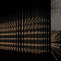 Modern Chandelier With Multiple Hanging Light Strings And Warm Yellow Lighting