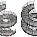 Modern Spiral Stairs Design With Dual Colored Railings And Gray Steps
