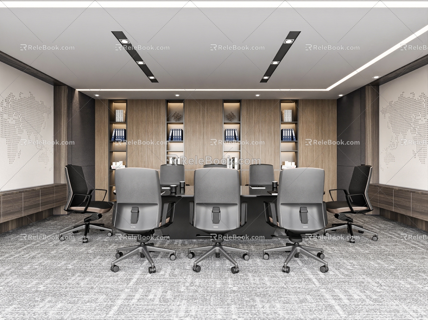 Conference Room Conference Table Office Chair Desk Decorative Background Wall model