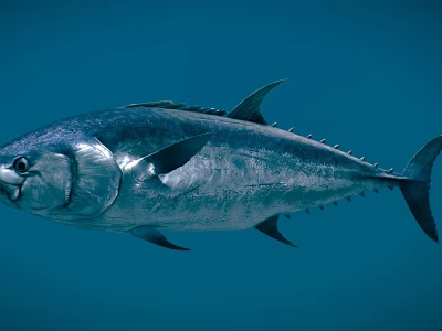 Fresh Deep Sea Tuna Fish Swimming In Blue Water For Seafood Dishes 3d model