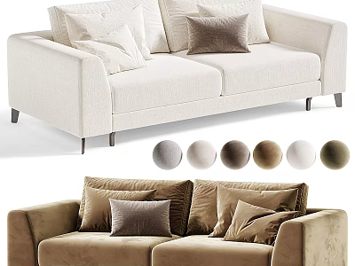 Modern Two Seater Sofa With Plush Cushions And Multiple Color Options 3d model