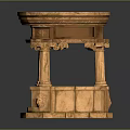 Rustic Stone Garden Ornament With Circular Base Carved Columns And Moss Accents