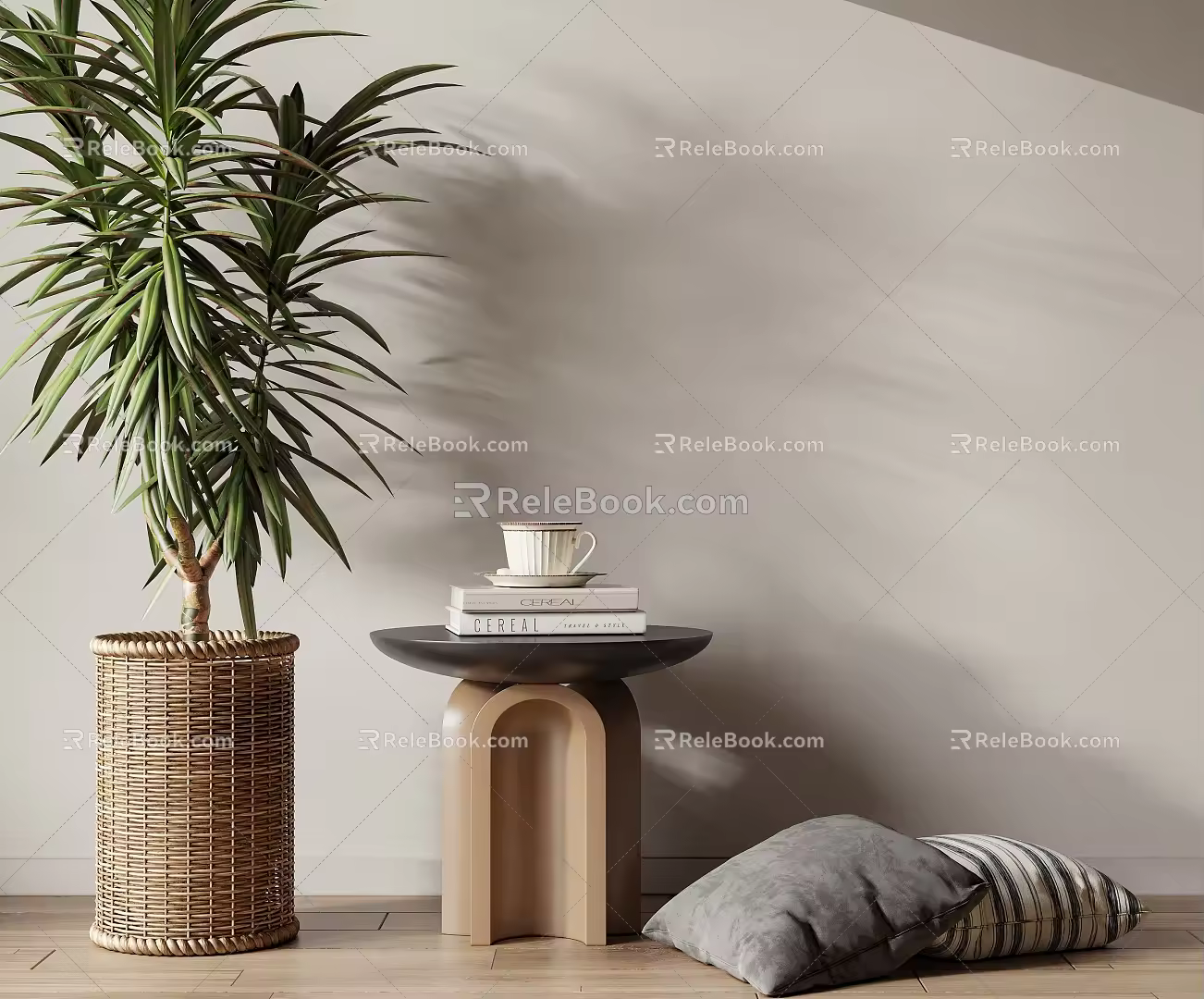 Side table potted bedside table 3d model