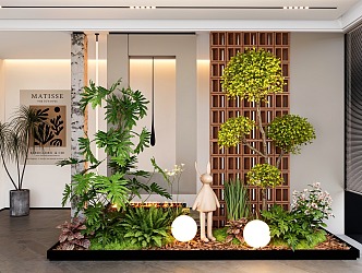 Modern indoor plant combination plant pile flower mirror courtyard sketch plant landscape shrub flowers and plants 3d model