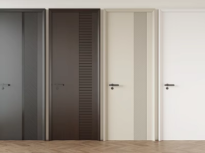 Modern Interior Hinged Doors with Diverse Colors Textured Surfaces and Minimalist Handles for Home Design 3d model