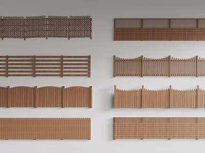 Various Styles Of Wooden Fences 3d model