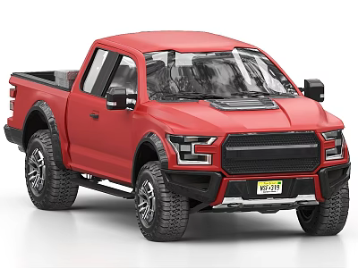 Red Off Road Pickup Truck With Large Tires And Black Grille Design 3d model