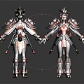 Futuristic Character Design With Tiger Creature Elements And Red Black Armor Details 3d model