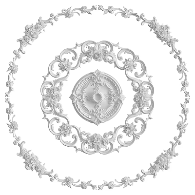 Intricate Carving Design With Classical Floral Patterns For Ceiling Centerpiece Decoration Showcasing Ornate Curved Lines 3d model