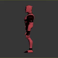 Game Movie Character Deadpool 3D Model With Red Black Costume And Masked Muscular Look