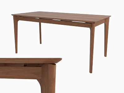 Minimalist Solid Wood Dining Table With Rectangular Tabletop And Slim Legs Design 3d model