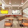 Bright Modern Stone Pot Potato Noodles Restaurant Interior With Cozy Dining And Open Serving Counter