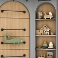 Kids Sports Equipment in Playroom with Toy Shelves and Stuffed Animals