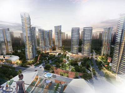 Aerial Planning For Modern Urban Development With High Rise Buildings Green Spaces And Roads 3d model