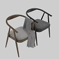 Modern Minimalist Solid Wood Single Chair With Soft Upholstered Seat And Cozy Knitted Blanket