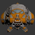 Futuristic Sci Fi Spaceship with Orange Gray Mechanical Design and Cockpit