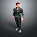 Stylish Man In Modern Black Suit With Black Pants And Silver Shoes
