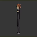 Man With Red Hair In Black Suit Standing With Arms Outstretched 3D Character