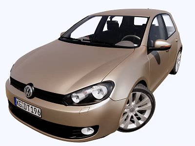 Golden Volkswagen Hatchback Car With Sleek Body Alloy Wheels And Modern Front Design 3d model