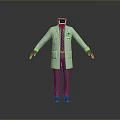Modern White Lab Coat With Headphones Brown Pants Black Gloves And Shoes