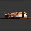 Assorted Sushi Platter on Wooden Tray with Chopsticks and Soy Sauce