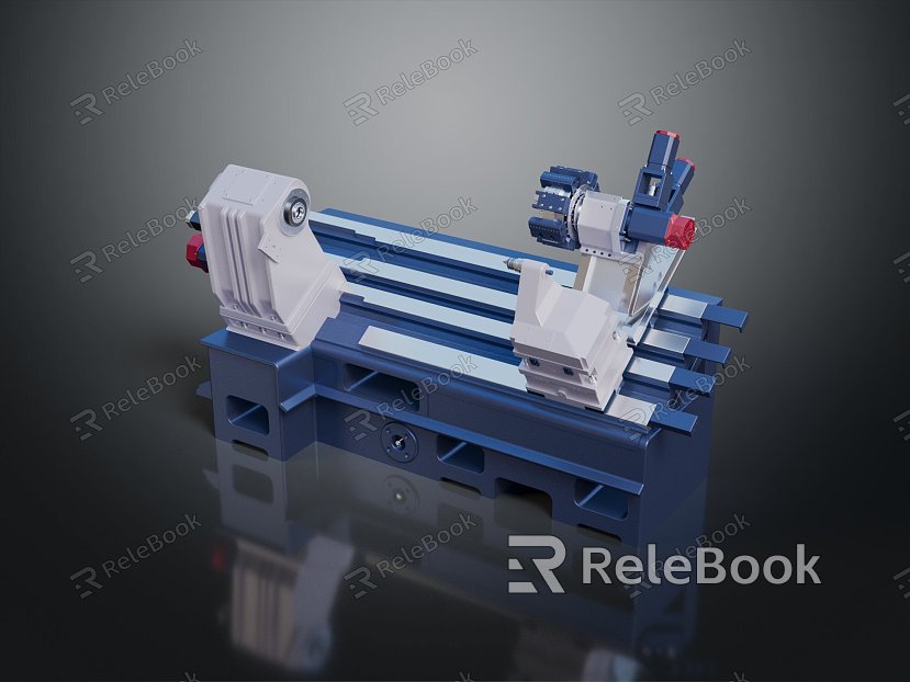 Modern lathe with key machine lathe machine tool processing model