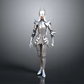 Fantasy Armored Character With Silver Spiked Armor And Pale Face Features