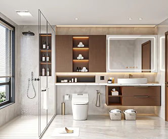 Modern Middle Ancient Style Toilet Dry and Wet Separated Toilet Decoration 3d model