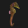 Striking Green And Pink Seahorse With Textured Body Curled Tail And Delicate Fins