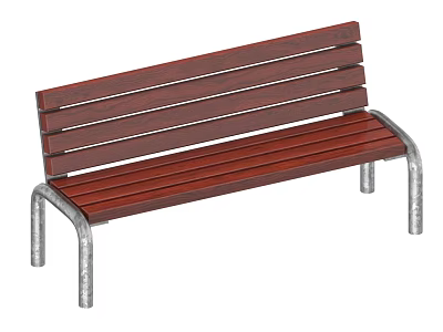 Outdoor Public Bench With Wooden Slats And Silver Metal Legs Design 3d model