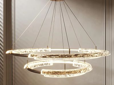 Elegant Modern Circular Glass Chandelier With Illuminated Double Rings Design 3d model
