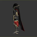Mythical Wolf Headed Character Wearing Black Red Outfit With Golden Armor And Cloak