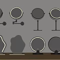 Various Design Mirrors Including Wall Mounted and Tabletop Styles with Round and Irregular Shapes 3d model